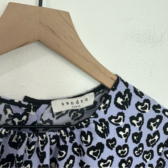Sandro Rina Purple Heart Patterned long sleeve Blouse Top - Picture 6 of 8